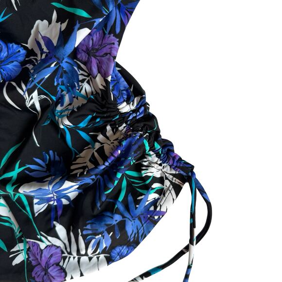 Swimsuits for All Size 16 Floral Tankini Top Halter Black Purple Blue Adjustable - Picture 2 of 8